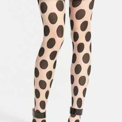 Hue Cream and Black Polka Dot Tights w/ Control Top Size S/M